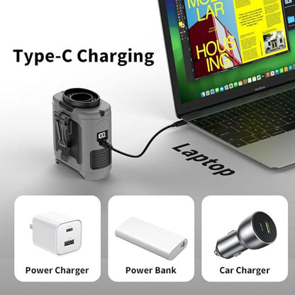 Portable 10,000mAh Power Bank: 3-in-1 Fan, Torch & LED Light