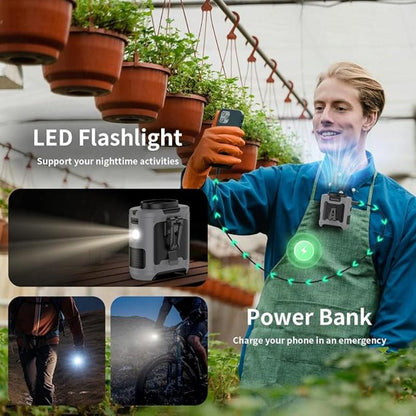 Portable 10,000mAh Power Bank: 3-in-1 Fan, Torch & LED Light