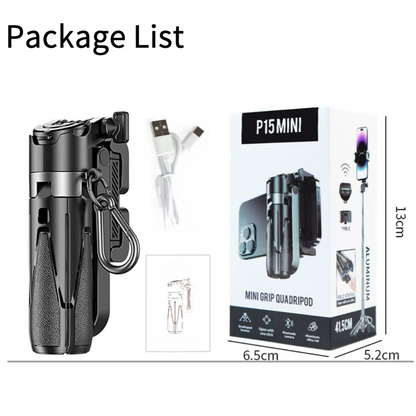 3In1 Selfie Stick Tripod Handle Phone Tripod Selfie Stablizer W Bluetooth Remote Phone Holder for Iphone 16 15 14 13 12 Android