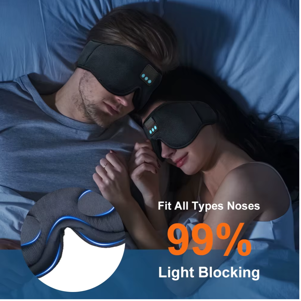 DreamTune 3D: Bluetooth Sleep Mask with Wireless Headset & Adjustable Eye Cover